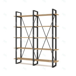 Étagère SANDY - Acier noir & Chêne clair - 147 cm