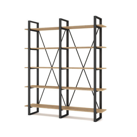 Étagère SANDY - Acier noir & Chêne clair - 147 cm