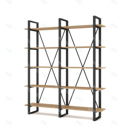 Étagère SANDY - Acier noir & Chêne clair - 147 cm