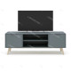 Meuble TV PISCO - Chêne & Laque vert de gris - 140 cm