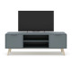 Meuble TV PISCO - Chêne & Laque vert de gris - 140 cm