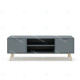 Meuble TV PISCO - Chêne & Laque vert de gris - 140 cm