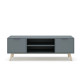 Meuble TV PISCO - Chêne & Laque vert de gris - 140 cm
