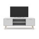 Meuble TV PISCO - Chêne & Laque blanche - 140 cm