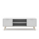 Meuble TV PISCO - Chêne & Laque blanche - 140 cm