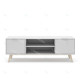 Meuble TV PISCO - Chêne & Laque blanche - 140 cm