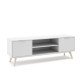 Meuble TV PISCO - Chêne & Laque blanche - 140 cm
