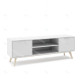 Meuble TV PISCO - Chêne & Laque blanche - 140 cm