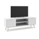 Meuble TV PISCO - Chêne & Laque blanche - 140 cm