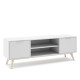Meuble TV PISCO - Chêne & Laque blanche - 140 cm