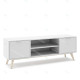 Meuble TV PISCO - Chêne & Laque blanche - 140 cm