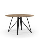 Table à manger ronde DUNA - Plateau noyer & Pieds métal sculpturaux - 130 cm