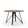Table à manger ronde DUNA - Plateau noyer & Pieds métal sculpturaux - 130 cm