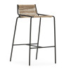 Tabouret de bar MARSALA - Cordage naturel tressé & Acier noir