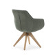 Fauteuil pivotant OLIVA - Toile piquée vert sauge & Chêne massif