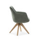Fauteuil pivotant OLIVA - Toile piquée vert sauge & Chêne massif