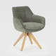 Fauteuil pivotant OLIVA - Toile piquée vert sauge & Chêne massif