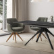 Fauteuil pivotant OLIVA - Toile piquée vert sauge & Chêne massif