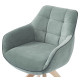 Fauteuil pivotant OLIVA - Toile piquée vert sauge & Chêne massif