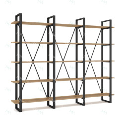 Étagère SANDY - Acier noir & Chêne clair - 217 cm