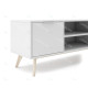 Meuble TV PISCO - Chêne & Laque blanche - 140 cm