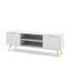 Meuble TV PISCO - Chêne & Laque blanche - 140 cm