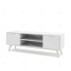 Meuble TV PISCO - Chêne & Laque blanche - 140 cm