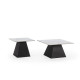 Duo de tables basses LUMA - Pierre marbrée Blanche