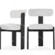 Chaise OLINA - Bois de chêne cerusé noir & Toile gris léger