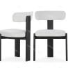 Chaise OLINA - Bois de chêne cerusé noir & Toile gris léger