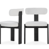 Chaise OLINA - Bois de chêne cerusé noir & Toile gris léger
