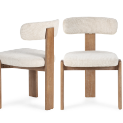 Chaise OLINA - Bois de chêne massif & toile taupe