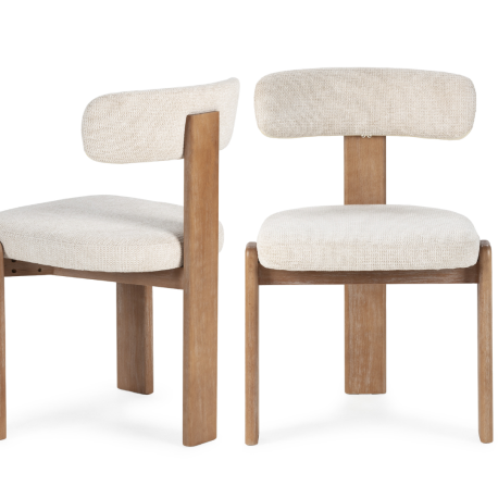 Chaise OLINA - Bois de chêne massif & toile taupe