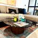 Table basse ZANOTTA - Plateau Marbre noir Angola & base mat black