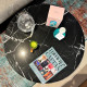 Table basse ZANOTTA - Plateau Marbre noir Angola & base mat black