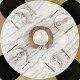 Table à manger ZANOTTA Round - Plateau Marbre & base en bois de Noyer