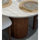 Table à manger ZANOTTA Ovalie - Plateau en Travertin ou Marbre & base en bois de noyer