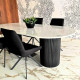 Table à manger ZANOTTA Ovalie - Plateau Marbre & base en bois laqué mat Black