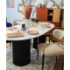 Table à manger ZANOTTA Ovalie - Plateau Marbre & base en bois laqué mat Black