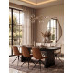 Fauteuil LINA - Toile beige & dossier en cuir cognac