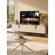 Table basse RIVIANO - Travertine & Cream - 80 cm