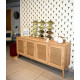 Meuble TV WOODSY - Chêne miel & cannage - 180 cm