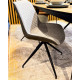 Fauteuil LINA - Toile grise & dossier en cuir anthracite