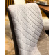 Fauteuil LINA - Toile grise & dossier en cuir anthracite