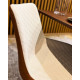 Fauteuil LINA - Toile beige & dossier en cuir cognac