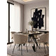 Table à manger ronde VOLTA - Plateau façon ardoise minérale & Pieds métal sculpturaux - 130 cm