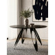 Table à manger ronde VOLTA - Plateau façon ardoise minérale & Pieds métal sculpturaux - 130 cm