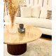 Table basse ZANOTTI - Plateau en travertin & base en bois de noyer (dimensions au choix)