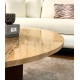 Table basse ZANOTTI - Plateau en travertin & base en bois de noyer (dimensions au choix)