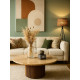 Table basse ZANOTTI - Plateau en travertin & base en bois de noyer (dimensions au choix)
